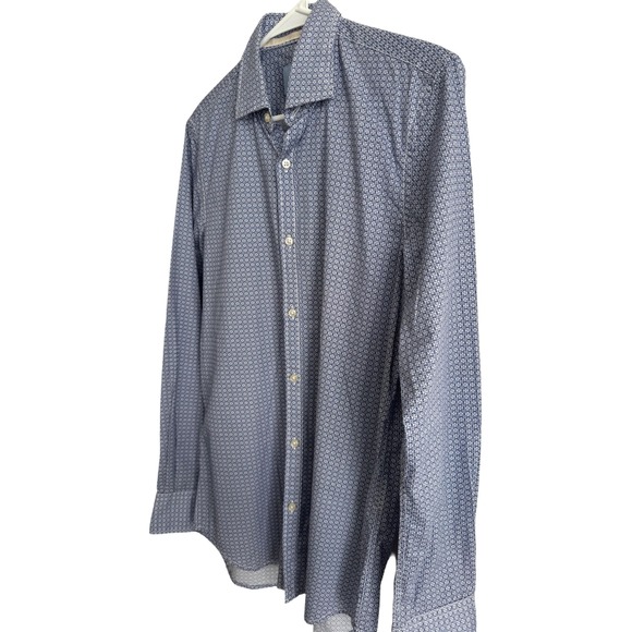 Pierre Cardin Mens Slim Fit Long Sleeve Dress Shirt Size 40 (M) Blue Pattern - Picture 5 of 16